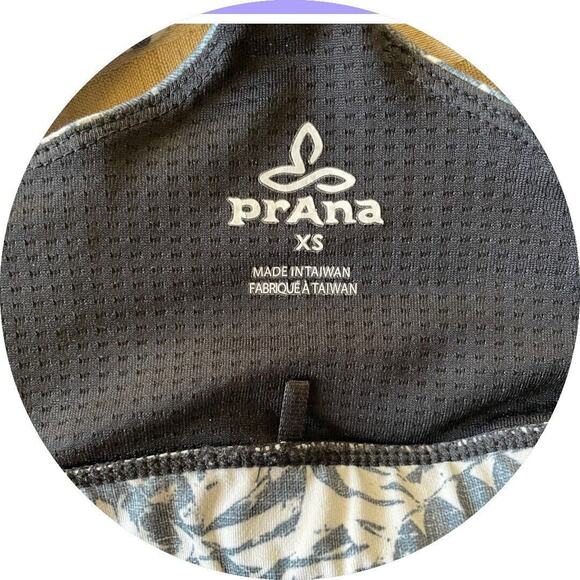 PrAna Sports Bra Women Cage Reistling Yoga Black White Blue Mosaic Size XS - Picture 8 of 11